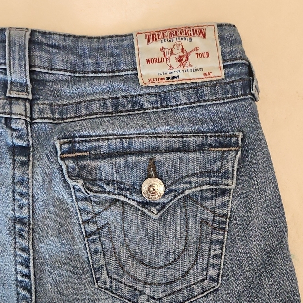 True Religion Women's Light Blue Distressed Jeans